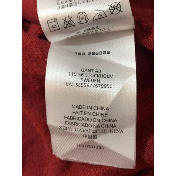 GANT 1/4 Zip Pullover Sweater Bright Red Cotton Size XL Leather Zip Mock Neck - Picture 11 of 11